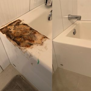 Before and After Bathtub Repair by Jim Brown with Interior Reglazing, Okanagan